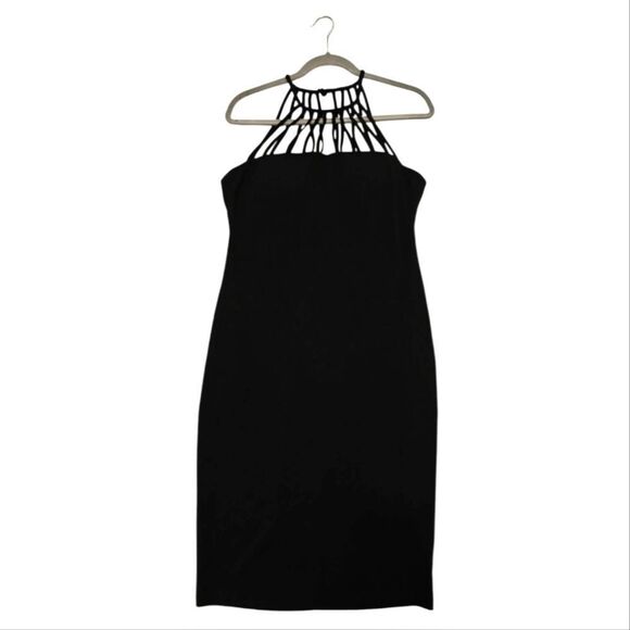 Premier Black Halter Sheath Dress Cocktail Sz 12 - Picture 1 of 5